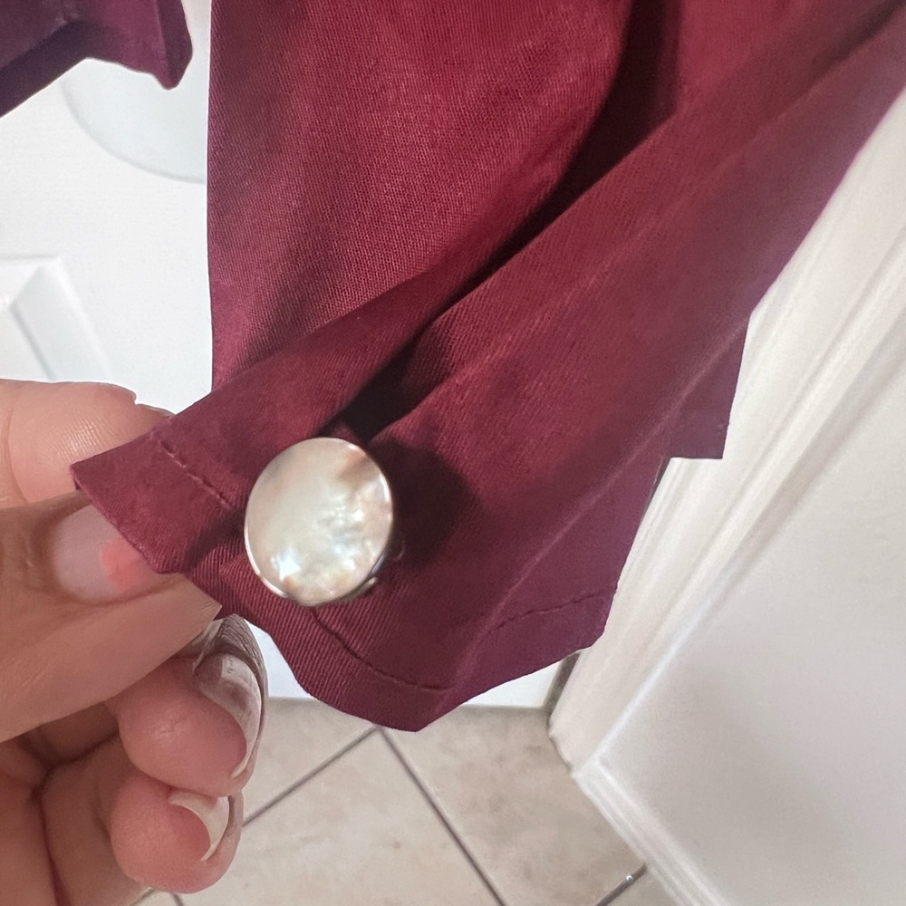 Harshman Liora Cotton Sateen Blouse Burgundy - Picture 7 of 11